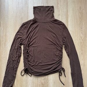 OGL Chocolate Brown Long Sleeve Turtleneck Top